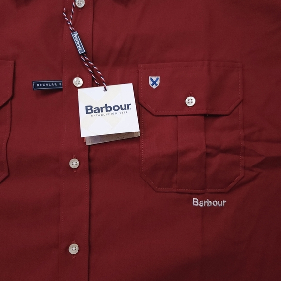 Barbour Mens Regular Fit Button Down Shirt Size XL NEW Stonebridge Rich Red - Picture 2 of 9